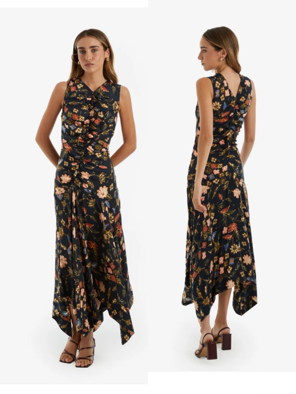 Ulla Johnson Sleeveless Black Floral Long Maxi Dress